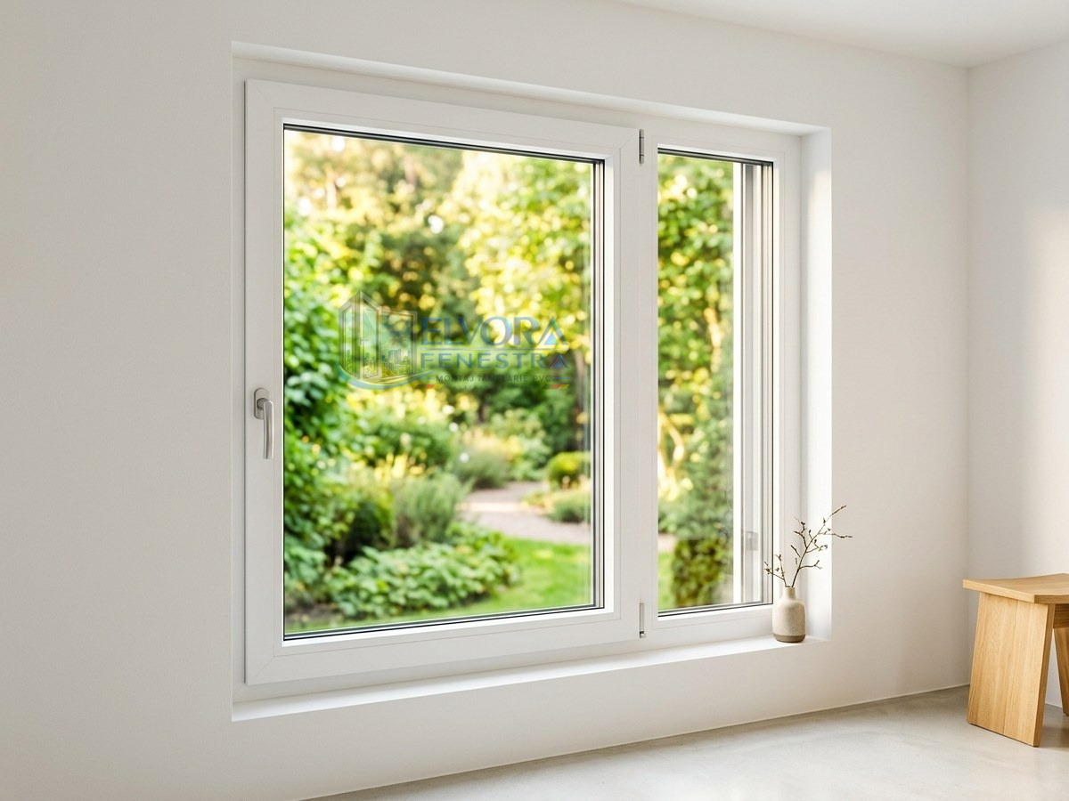 Fereastră PVC montată într-un interior modern