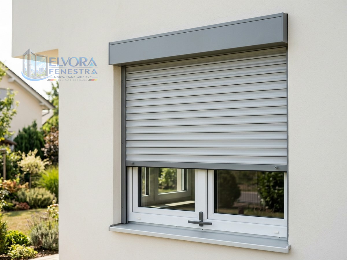Rulou exterior din aluminiu montat pe o fereastră